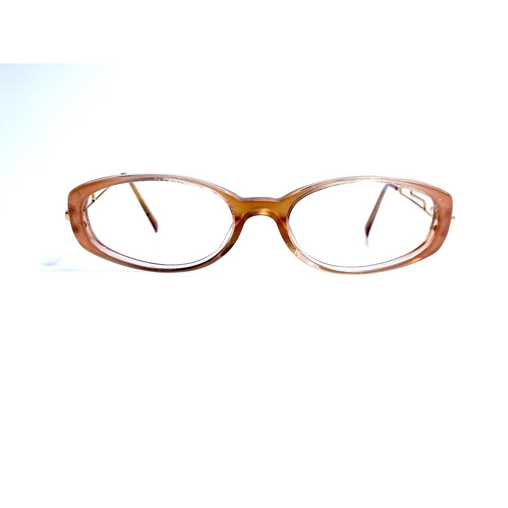 Versace Beige Gold Clear Oval Glasses Medusa Temple Italy MOD V50 G51 51 17 130